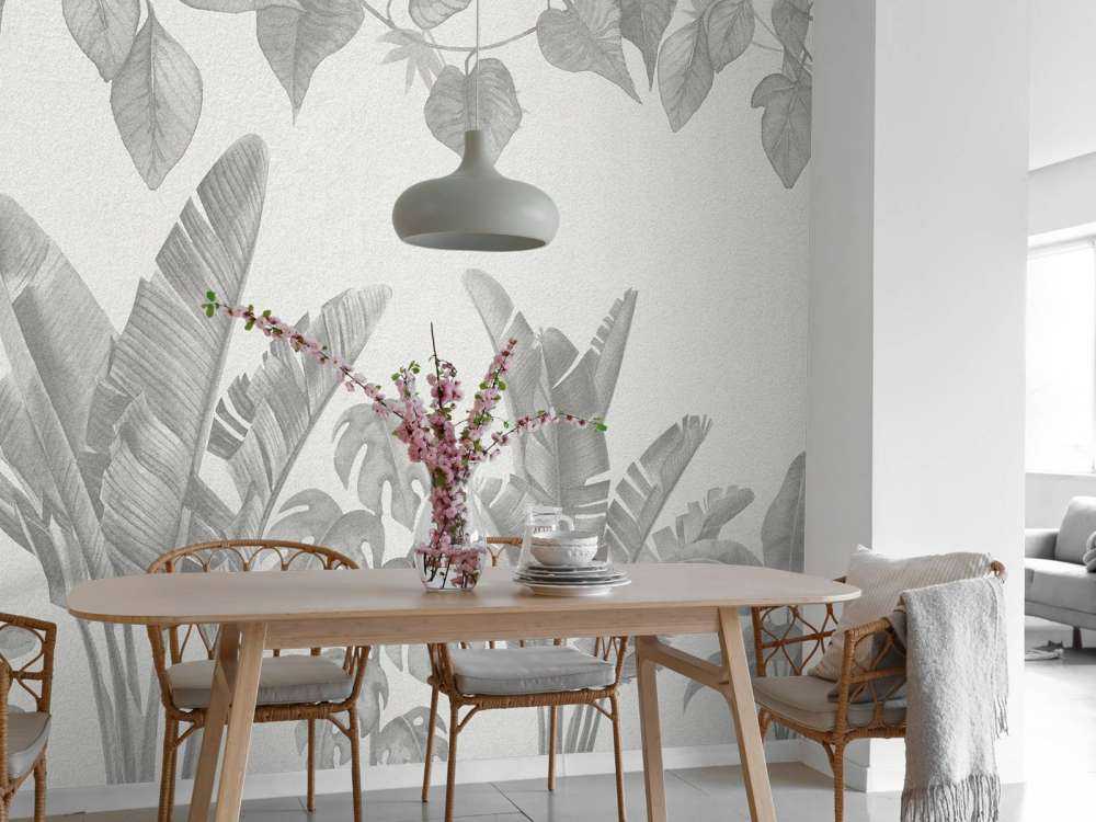 Rośliny dżungli w odcieniach szarości