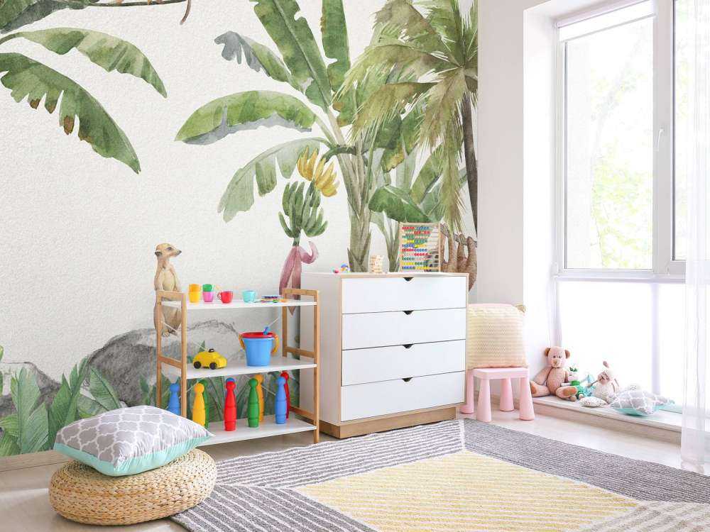 Dżungla z kolorowymi zwierzętami