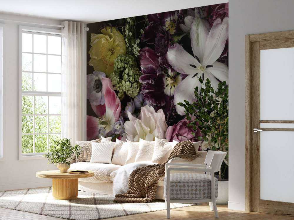 Kolorowe kwiaty ciemne