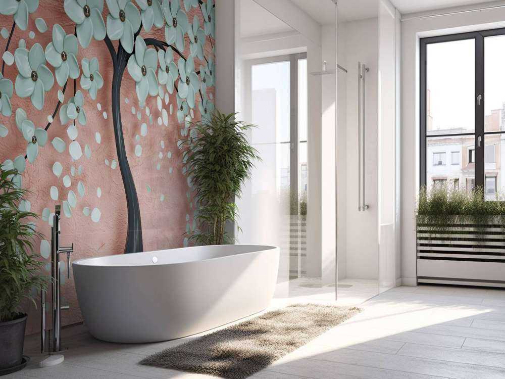 Czarne drzewo fantasy z kwiatami mięty