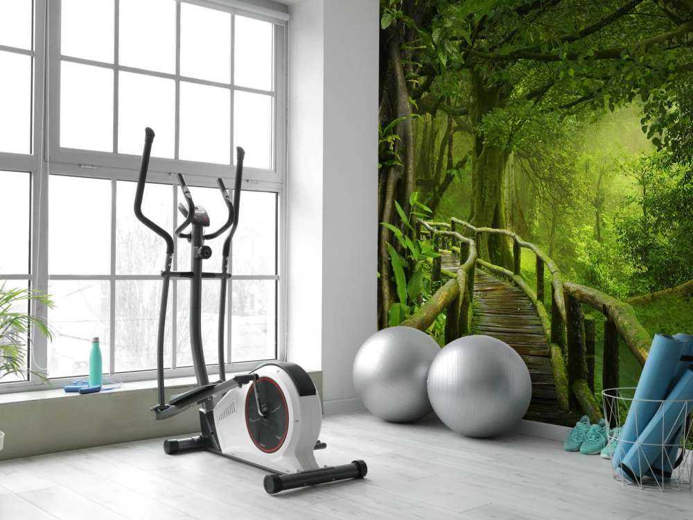 Drewniany most przez zieloną dżunglę