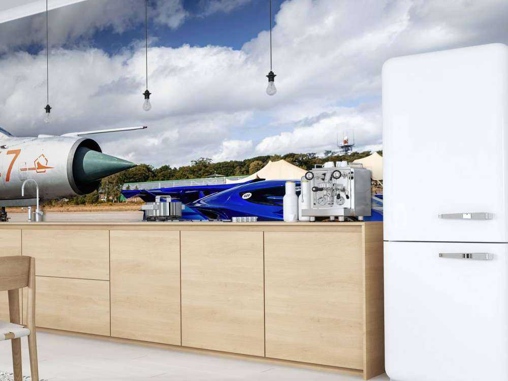 Futurystyczny supercar na lotnisku