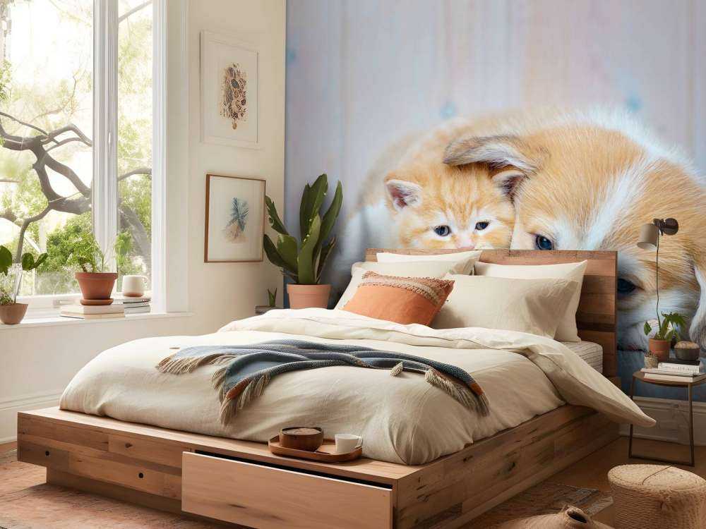 Tapeta dla kota. Zdjęcie kociaka i szczeniaka.