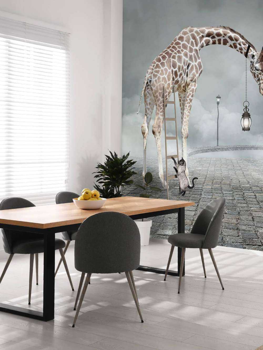 Fantastyczny krajobraz ze zwierzętami