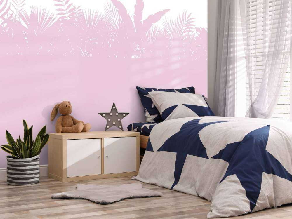 Sylwetki liści palmowych, różowe