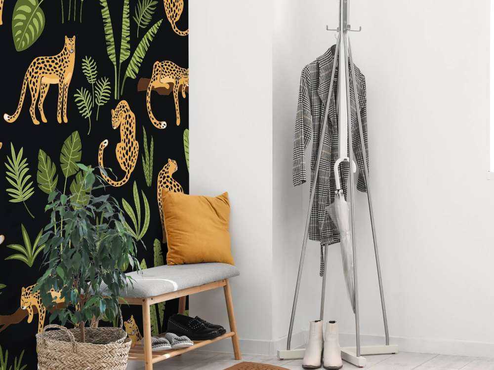 Wzór lamparta na czarnym tle