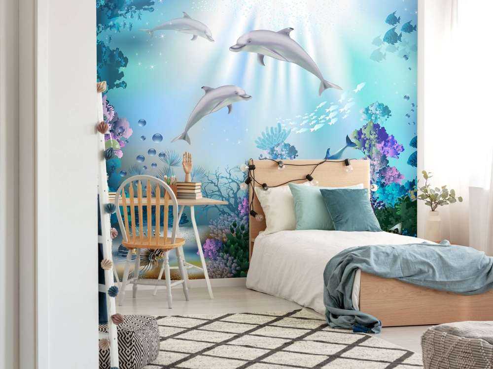 Podwodny świat z delfinami