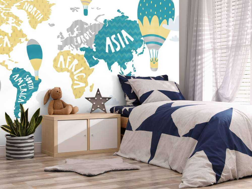 Mapa świata z balonami