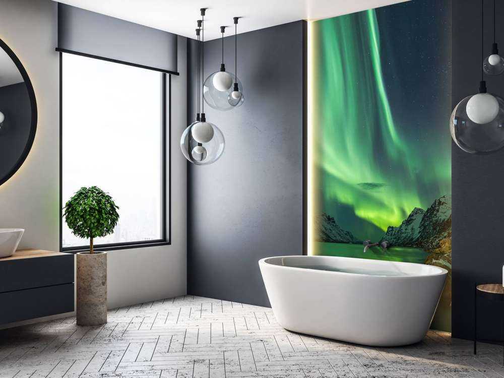 Światła północne między dwoma fiordami