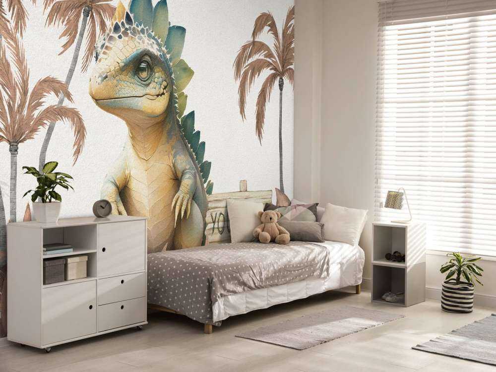 Młody stegozaur w taupe dżungli