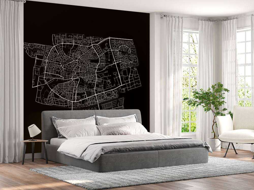 Mapa Leeuwarden, czarna