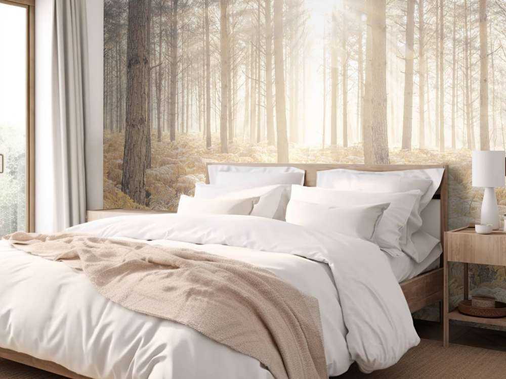 Promienie słońca w zimnym lesie