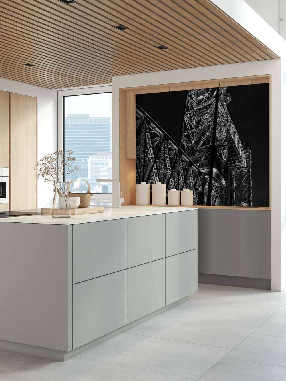 Dawny most kolejowy De Hef w Rotterdamie w czerni i bieli 