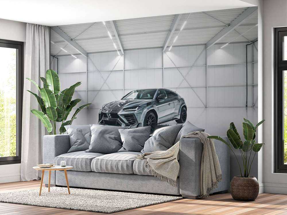 Lamborghini w białej hali