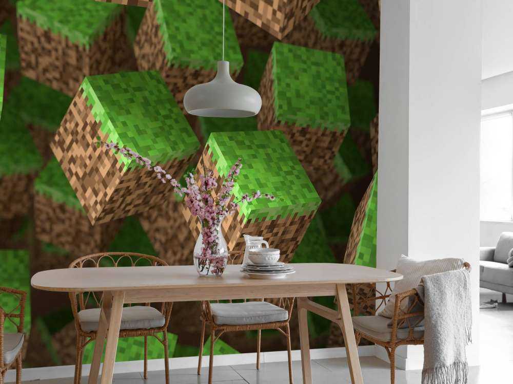 Bloki 3D Minecraft z trawą