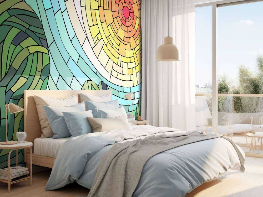 Czerwone słońce przy drzewach