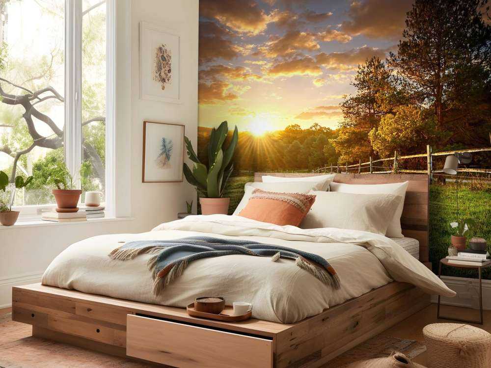 Pastwisko o zachodzie słońca