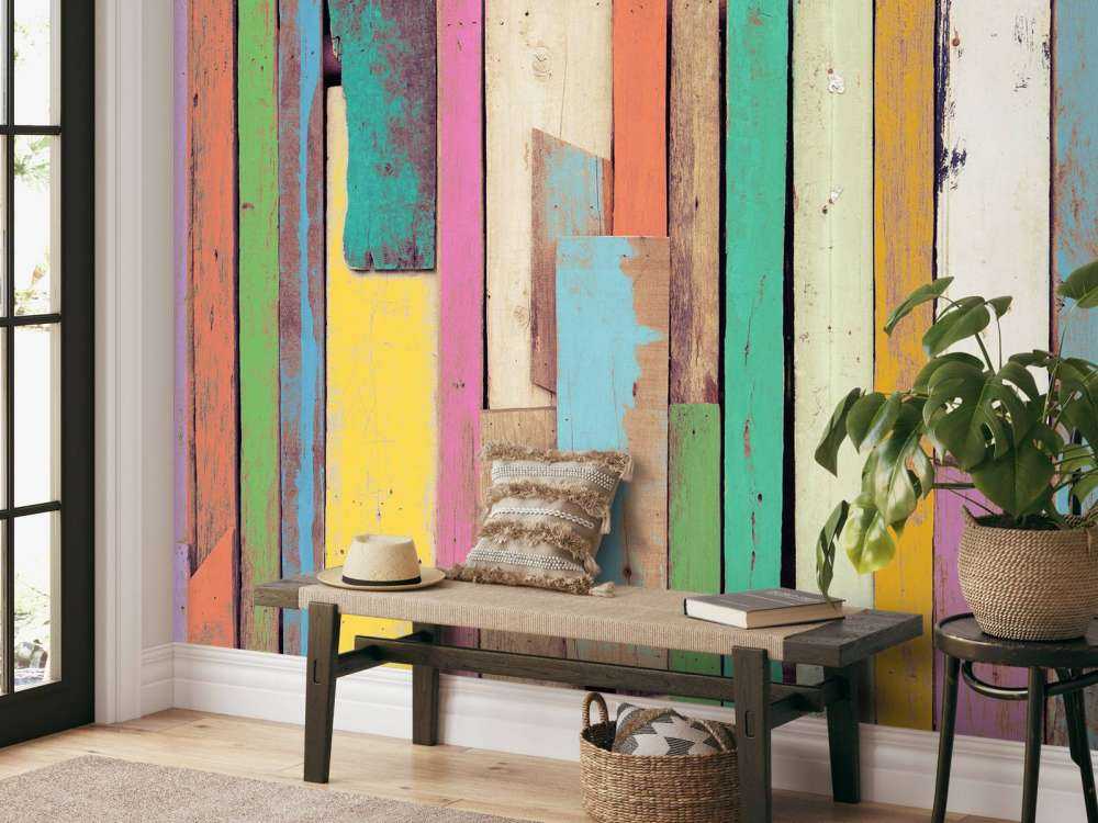 Kolorowe drewno wyburzeniowe