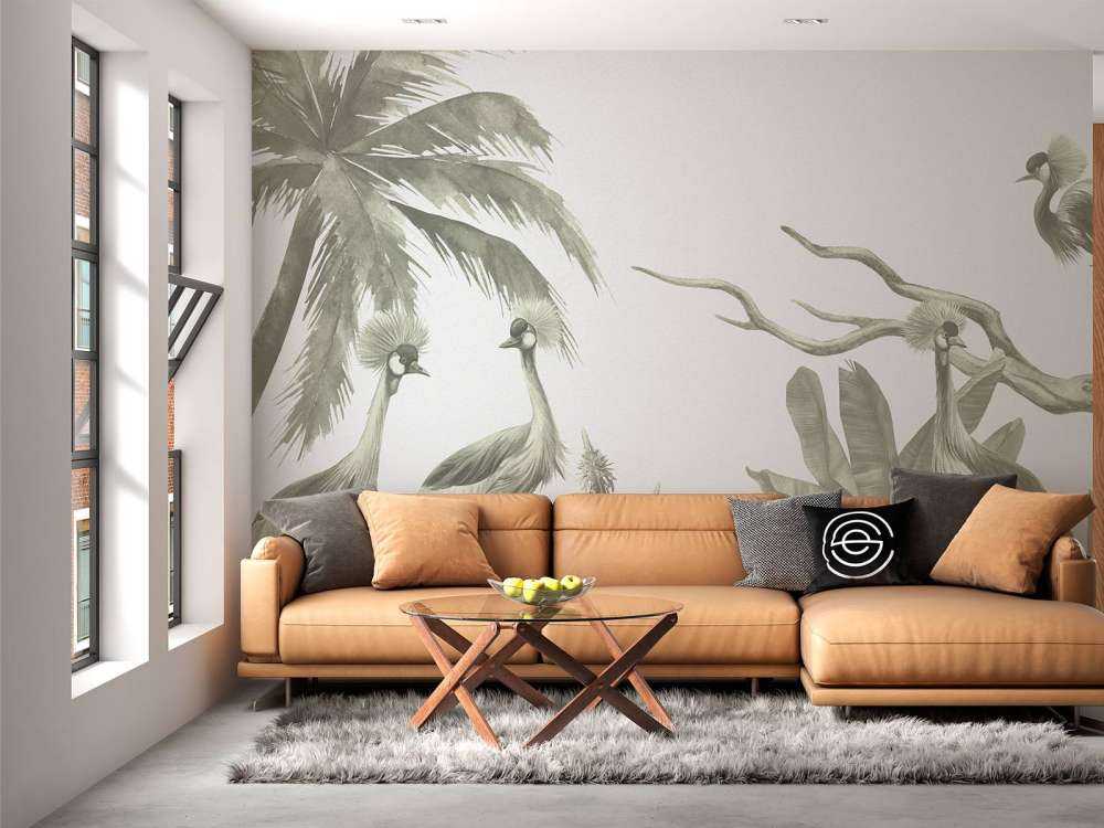 Dżungla z żurawiami w kolorze zielonym