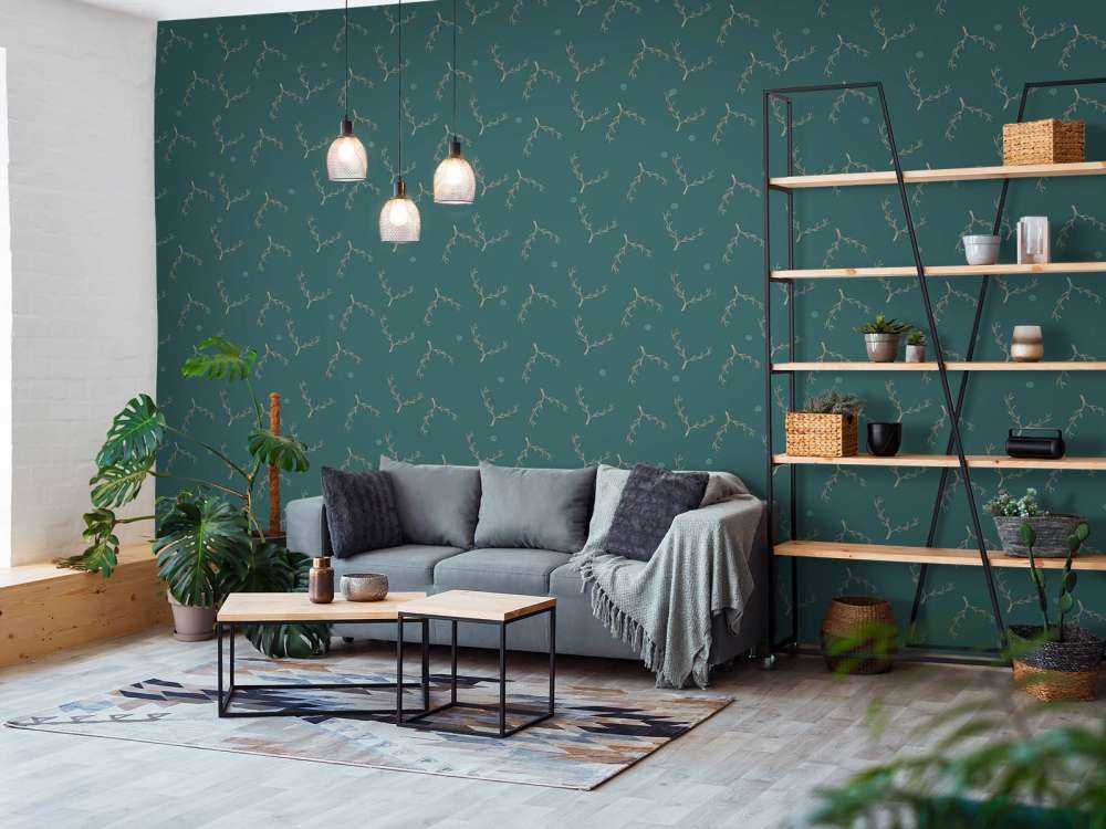 Wzór gałęzi w kolorze turkusowym