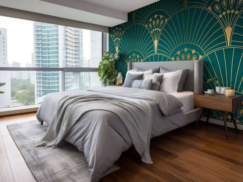 Wachlarz Art Deco w kolorze turkusowym