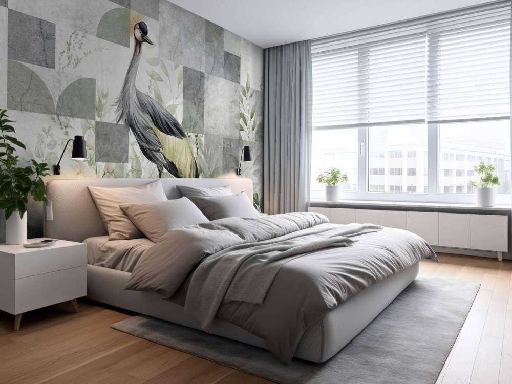 Żuraw wśród liści