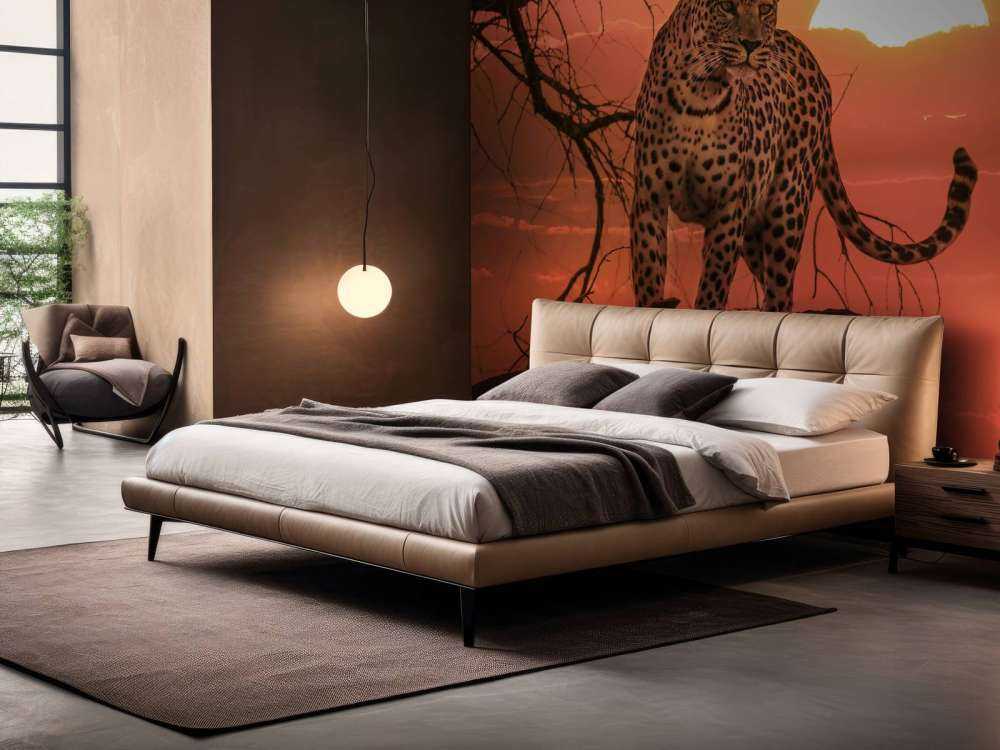 Lampart na tle zachodzącego słońca