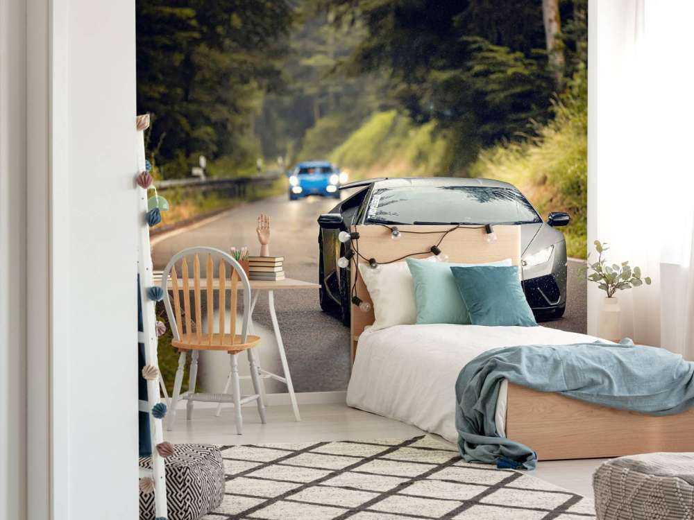 Matowy szary Lamborghini w naturze