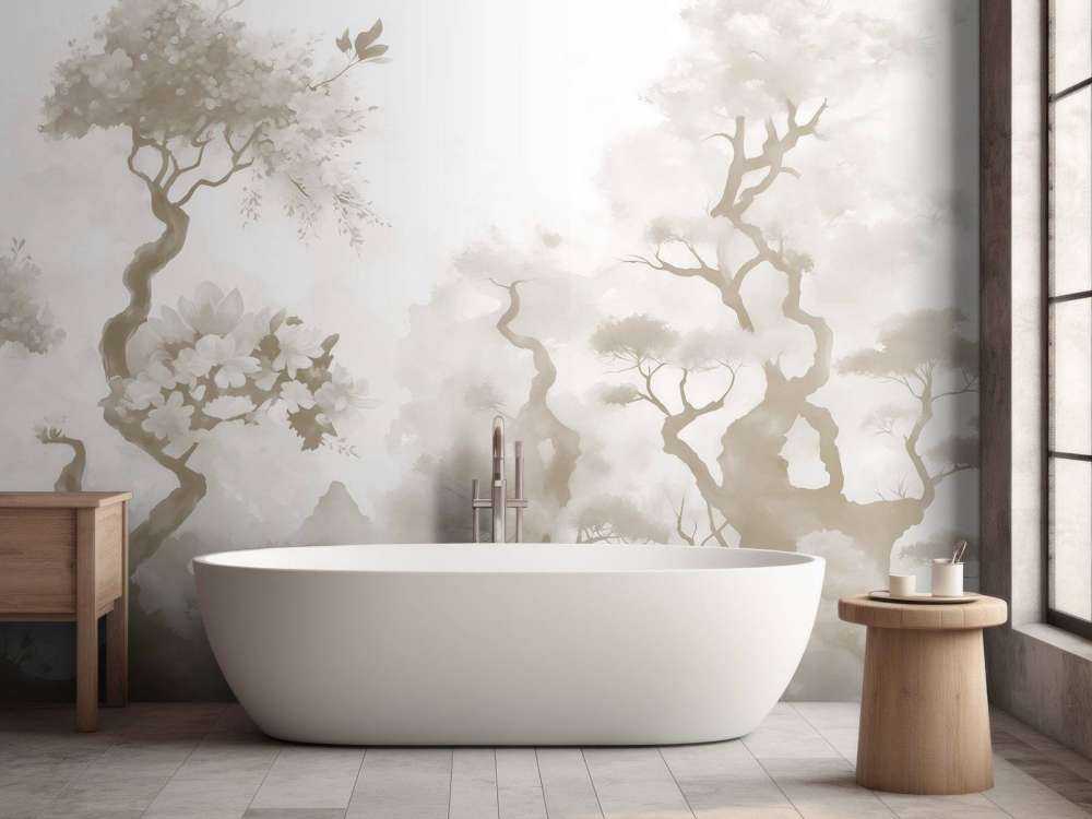 Kwitnące drzewa Szare