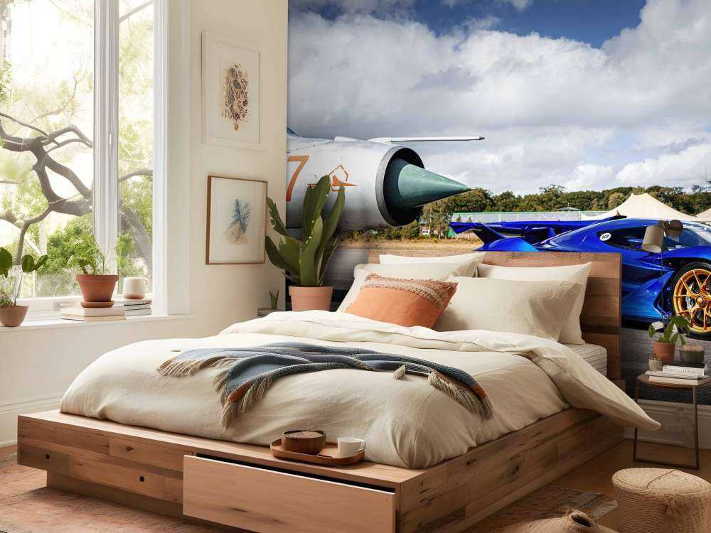 Futurystyczny supercar na lotnisku