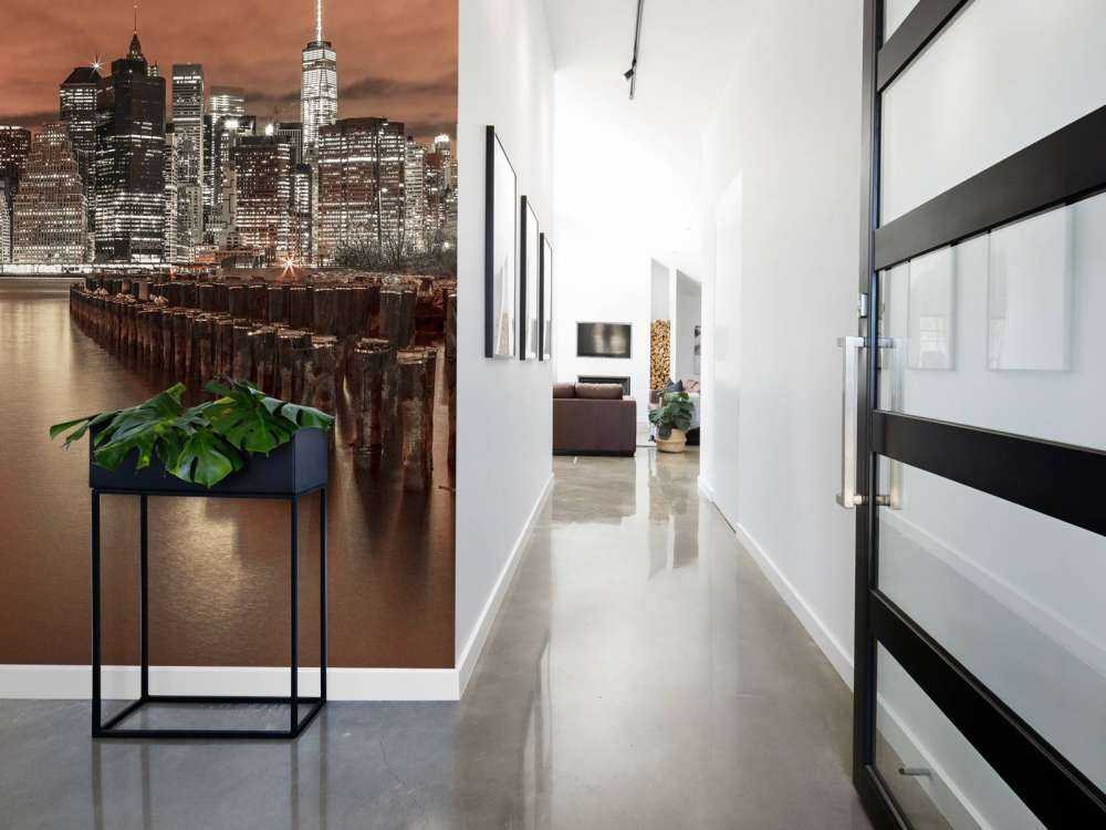 Linia brzegowa Manhattanu z falochronami