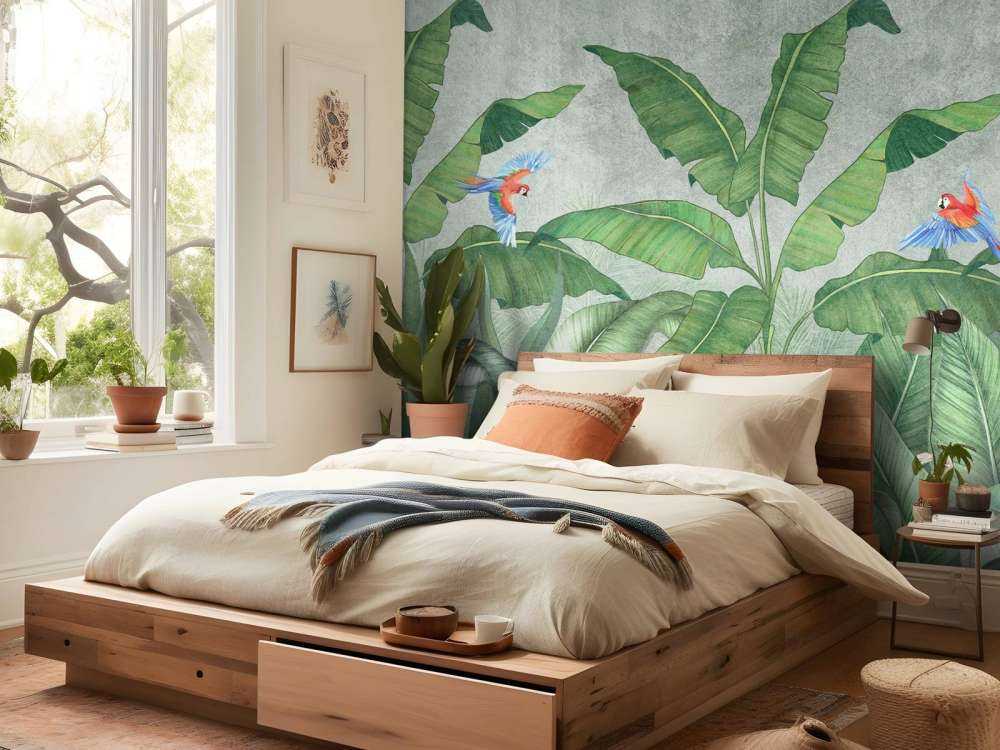 Tropikalne liście na betonie