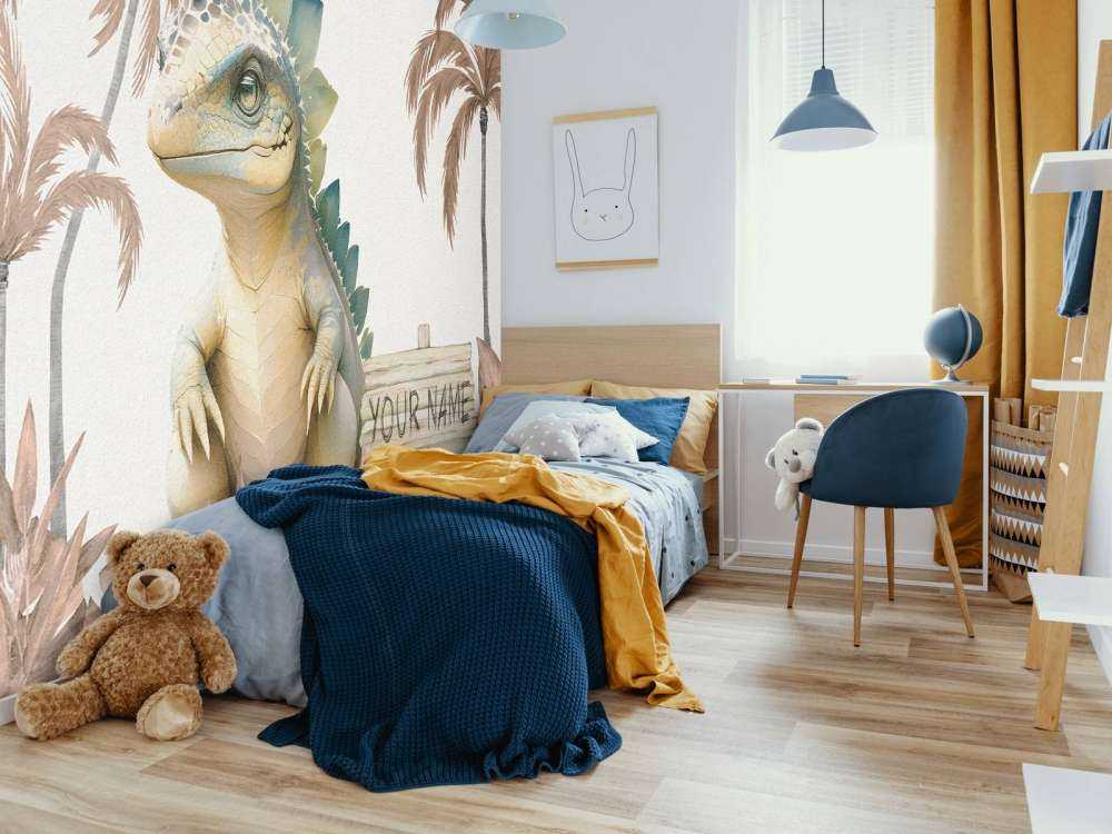 Młody stegozaur w taupe dżungli