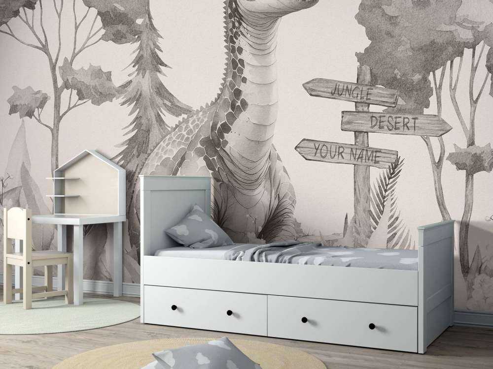 Młody brachiozaur w beżowej dżungli