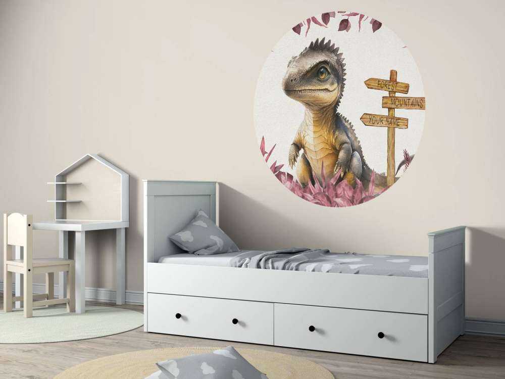 Młody spinozaur w różowej dżungli