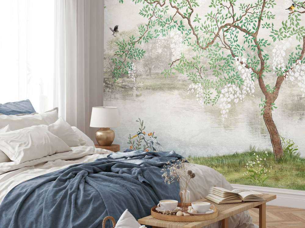 Malowany krajobraz w stylu vintage