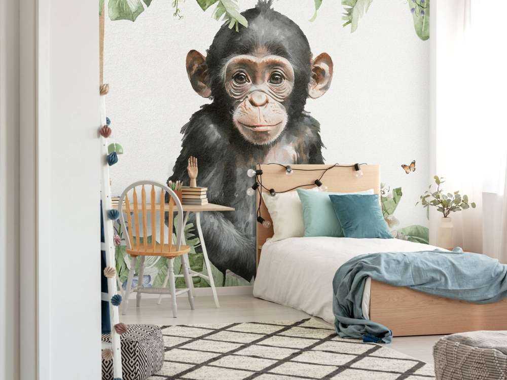 Mały szympans w dżungli