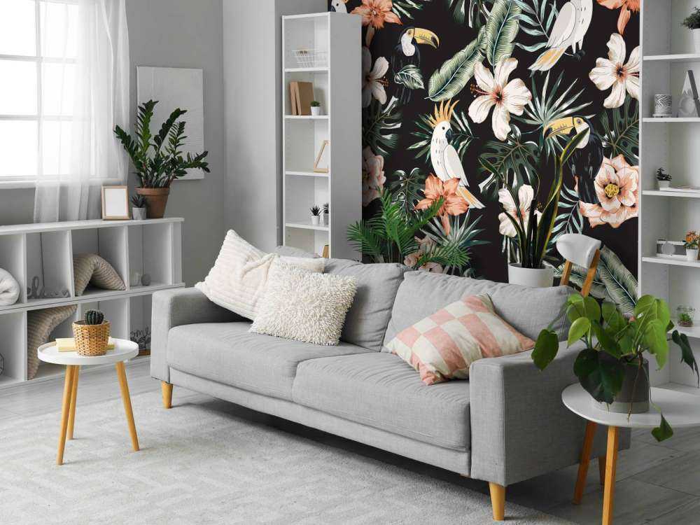 Tropikalny tukan i papuga