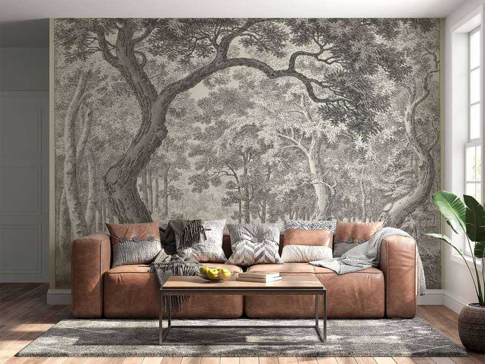 Widok na las z dwoma jeleniami