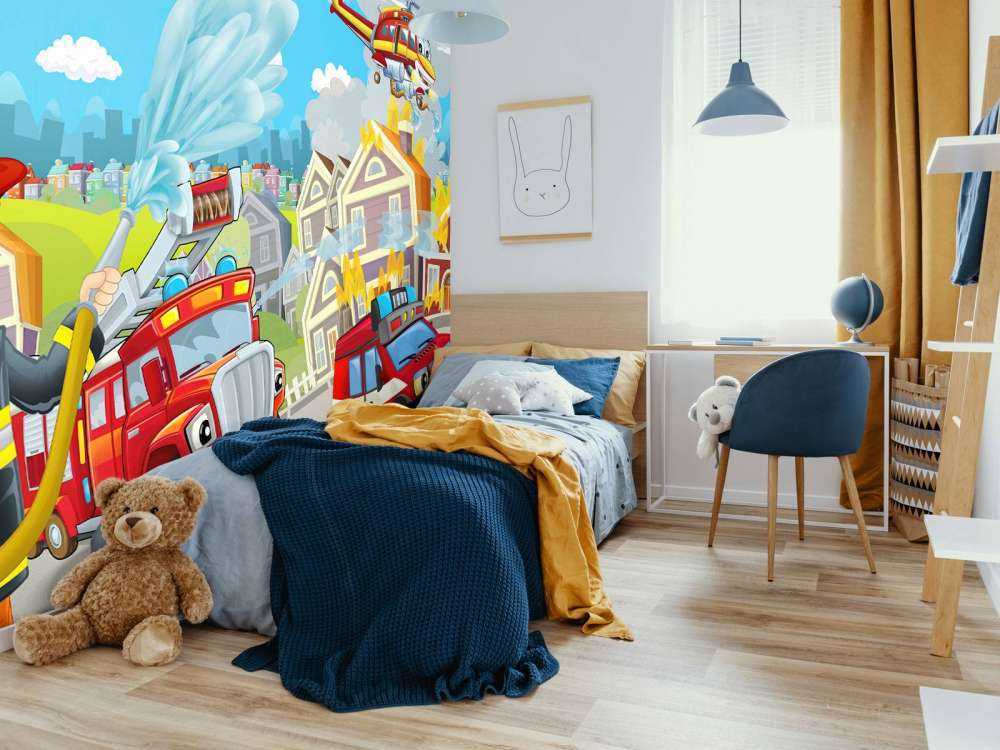 Straż pożarna w pokoju dziecięcym