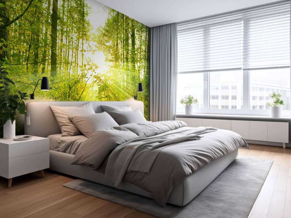 Słońce w zielonym lesie