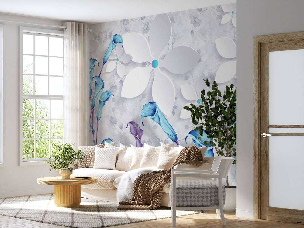 Niebiesko białe kwiaty