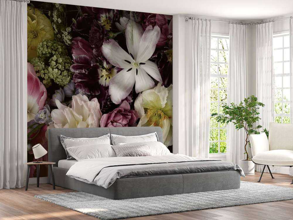 Kolorowe kwiaty ciemne