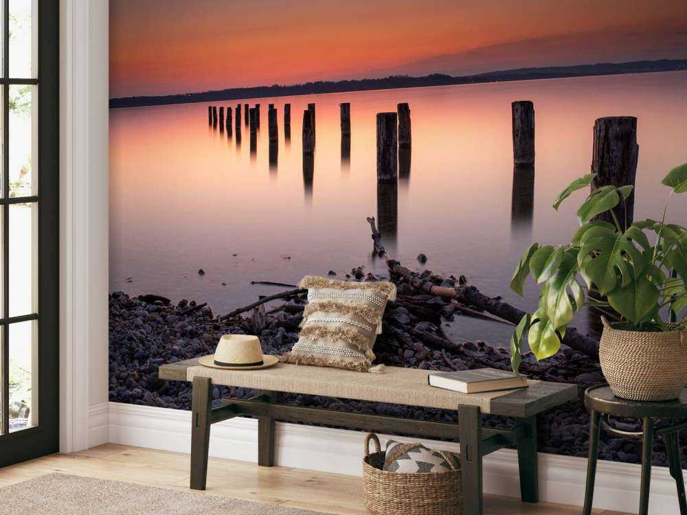 Różowa spokojna plaża