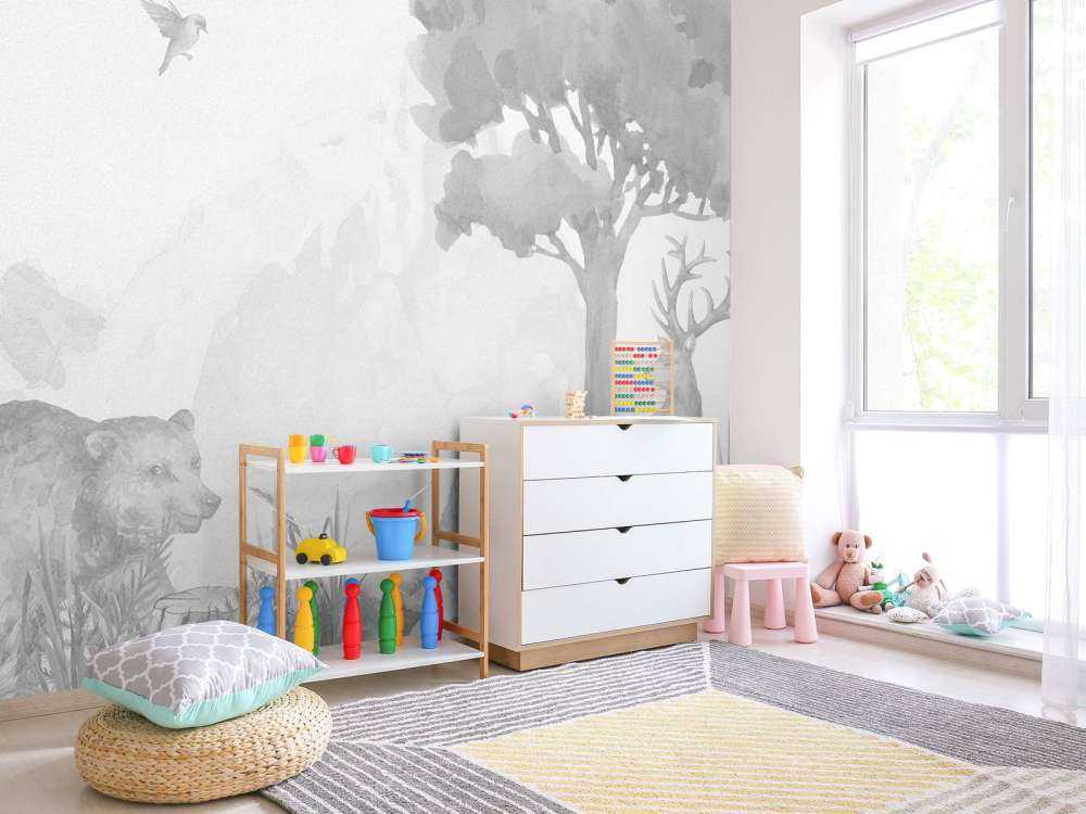 Zwierzęta leśne w czerni i bieli