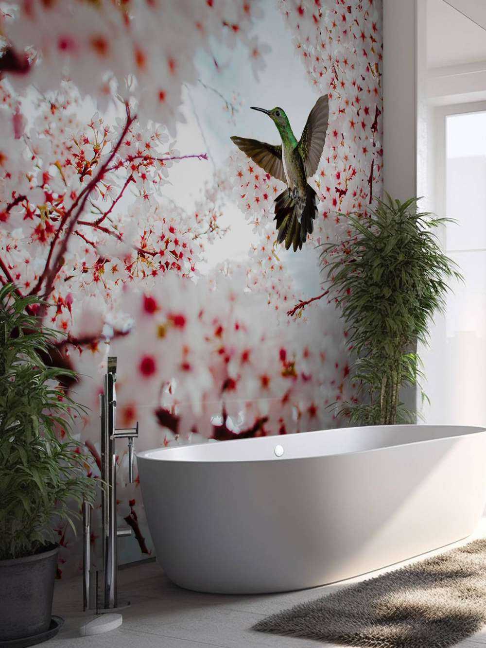 Koliber między kwiatami