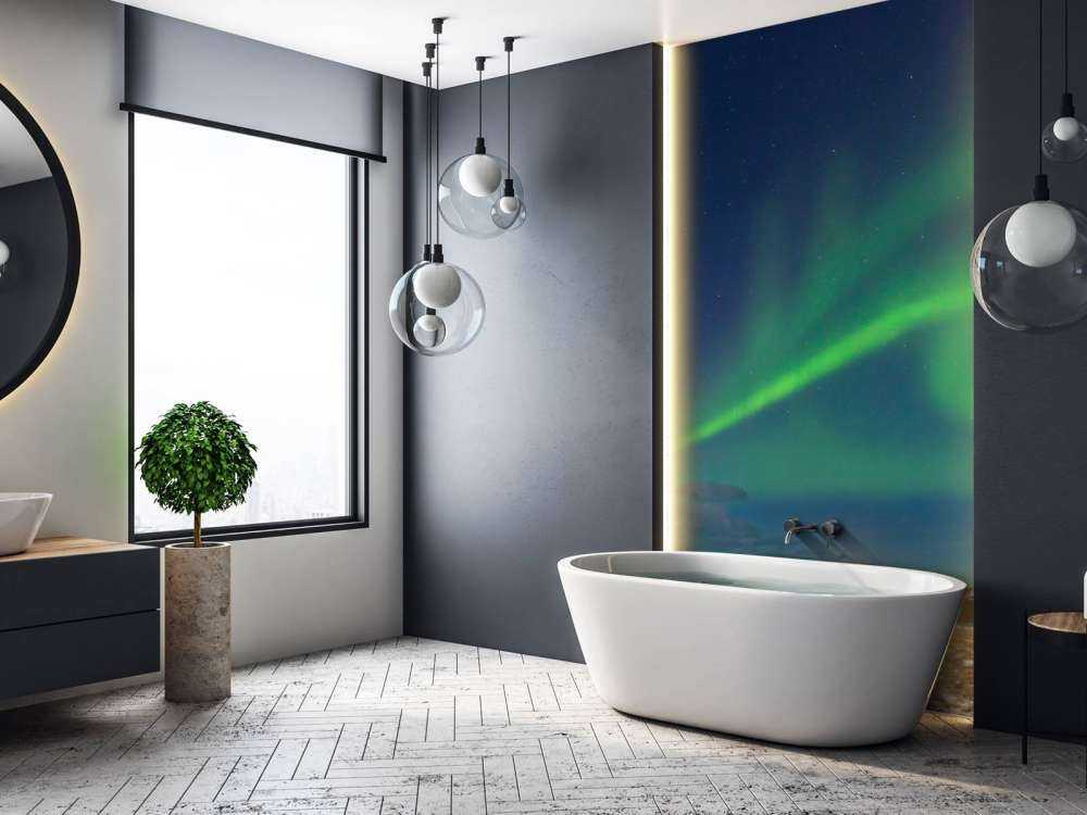 Zorze polarne nad kościołem