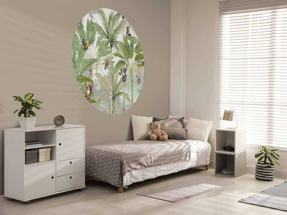 Dżungla z małpami i papugami w kolorze