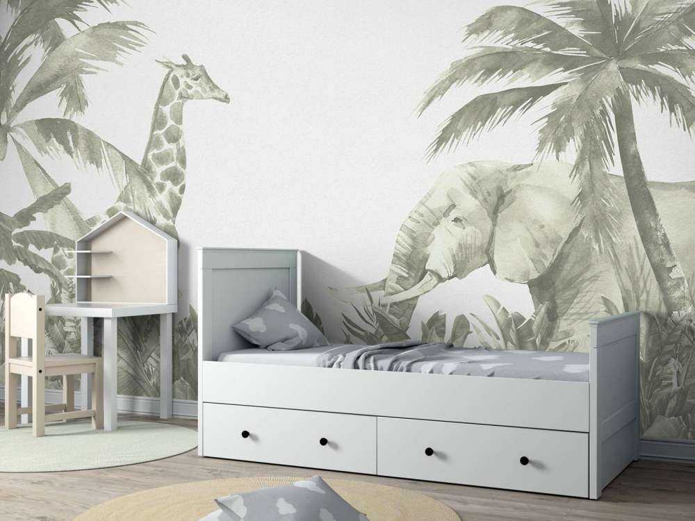 Różne zwierzęta z dżungli w kolorze zielonym