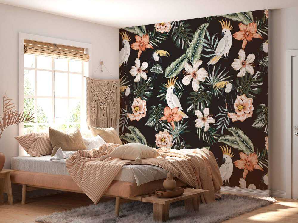 Tropikalny tukan i papuga